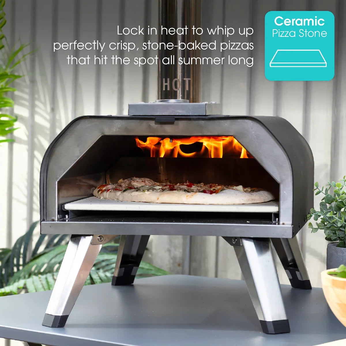 Abode AWPPO01BPC, 13” Wood Pellet Pizza Oven with Paddle & Carry Bag in Black
