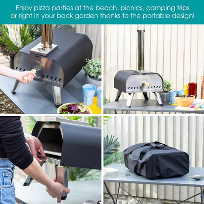 Abode AWPPO01BPC, 13” Wood Pellet Pizza Oven with Paddle & Carry Bag in Black
