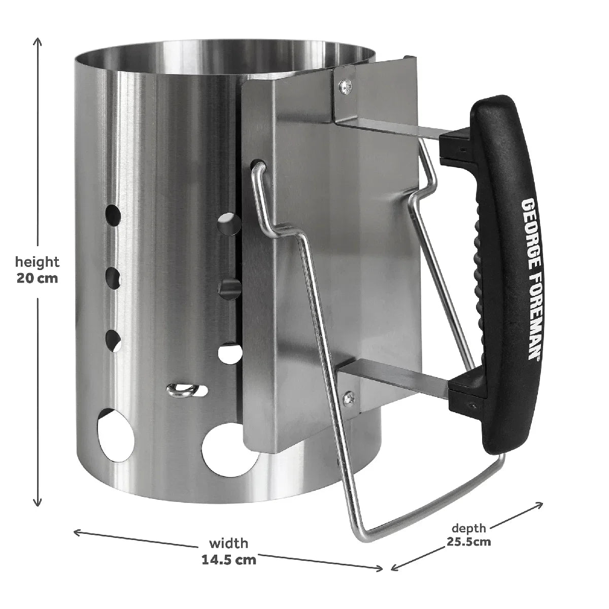 George Foreman GFCMS14 Quick-Fire Compact Chimney BBQ Starter in Stainless Steel