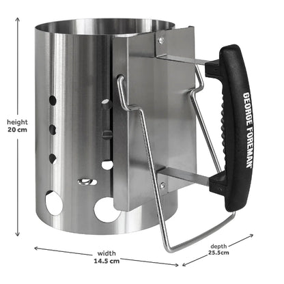 George Foreman GFCMS14 Quick-Fire Compact Chimney BBQ Starter in Stainless Steel
