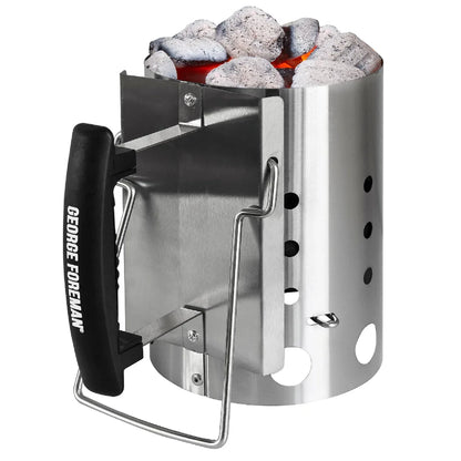 George Foreman GFCMS14 Quick-Fire Compact Chimney BBQ Starter in Stainless Steel