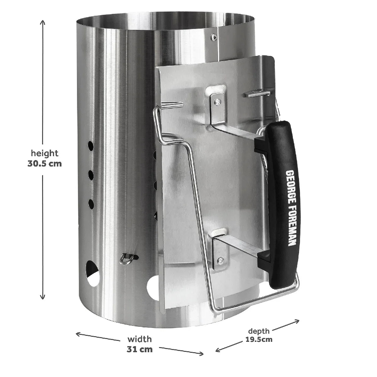 George Foreman GFCMS19 Quick-Fire Large Chimney BBQ Starter in Stainless Steel
