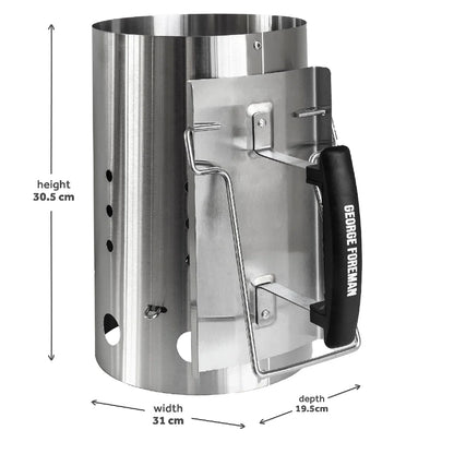 George Foreman GFCMS19 Quick-Fire Large Chimney BBQ Starter in Stainless Steel