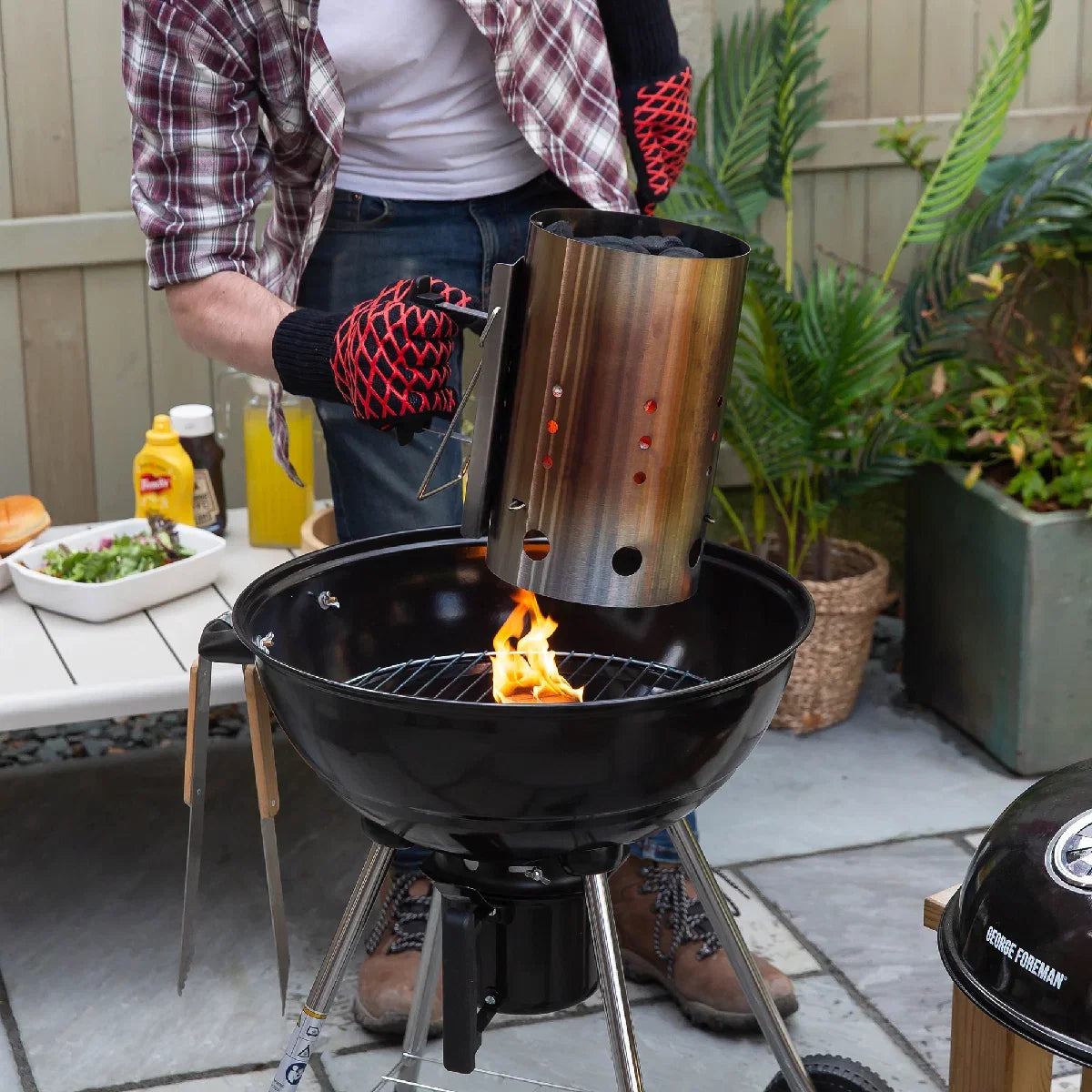 George Foreman GFCMS19 Quick-Fire Large Chimney BBQ Starter in Stainless Steel