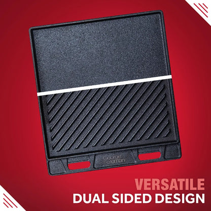 George Foreman GFDSGP01 Dual-Sided Griddle Plate with Beech Tray Black