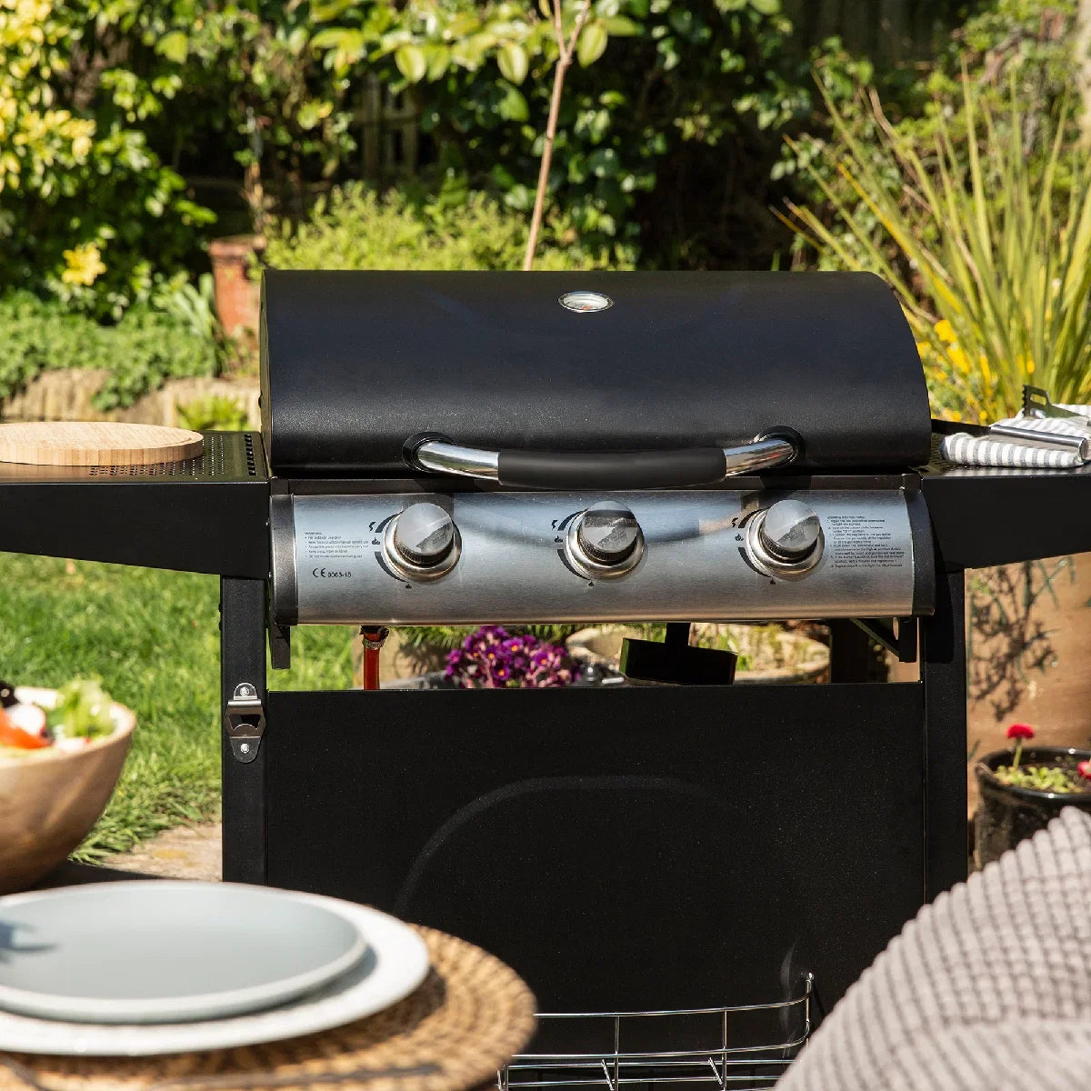 George Foreman GFGBBQ3B-N 3 Burner Gas BBQ Black