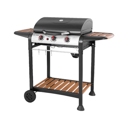 George Foreman GFGBBQ3BW 3 Burner Gas BBQ Black & Wood