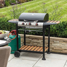 George Foreman GFGBBQ3BW 3 Burner Gas BBQ Black & Wood