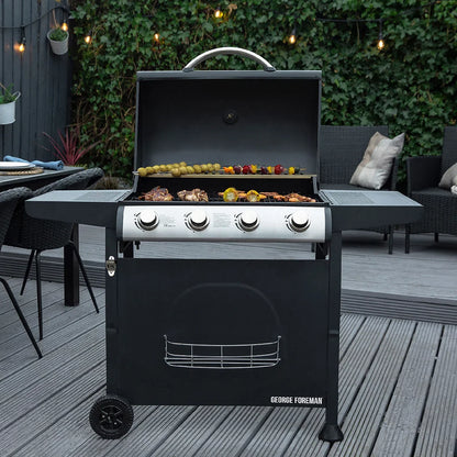 George Foreman GFGBBQ4B-N 4 Burner Gas BBQ Black