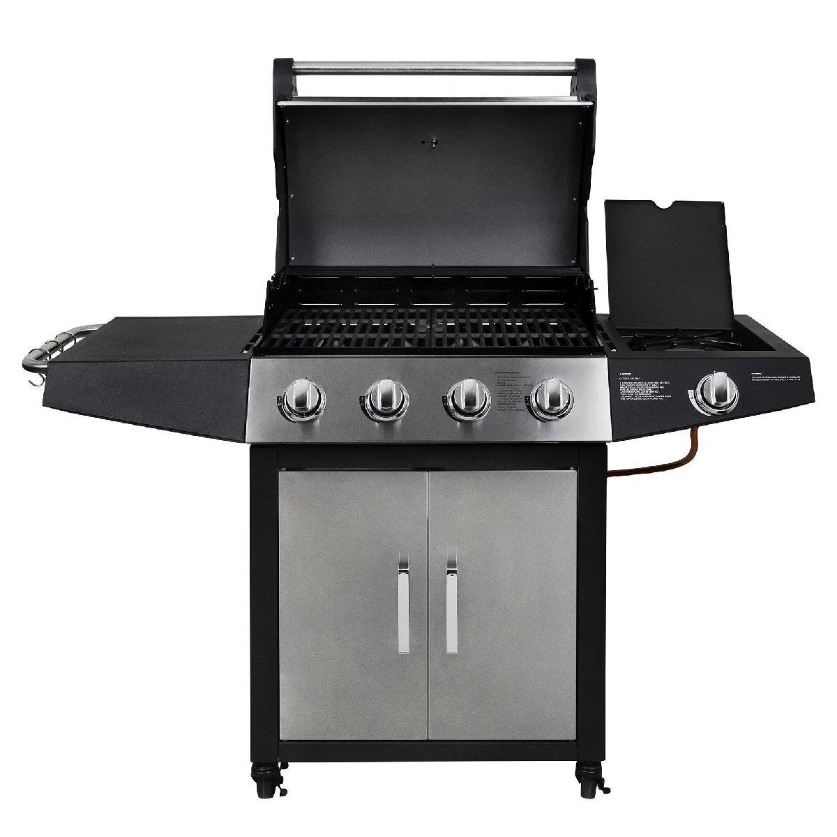 George Foreman GFGBBQ4B1SS3-C 4+1 Burner Gas BBQ in Black