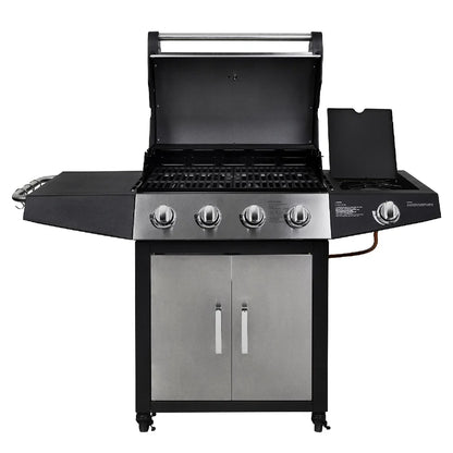 George Foreman GFGBBQ4B1SS3-C 4+1 Burner Gas BBQ in Black