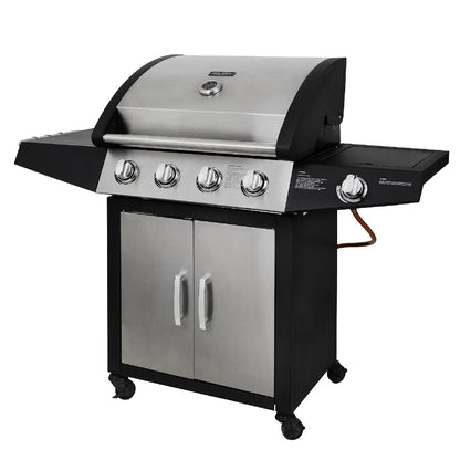 George Foreman GFGBBQ4B1SS3-C 4+1 Burner Gas BBQ in Black