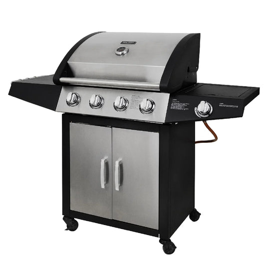 George Foreman GFGBBQ4B1SS3-C 4+1 Burner Gas BBQ in Black