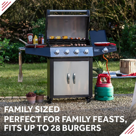 George Foreman GFGBBQ4B1SS3-C 4+1 Burner Gas BBQ in Black