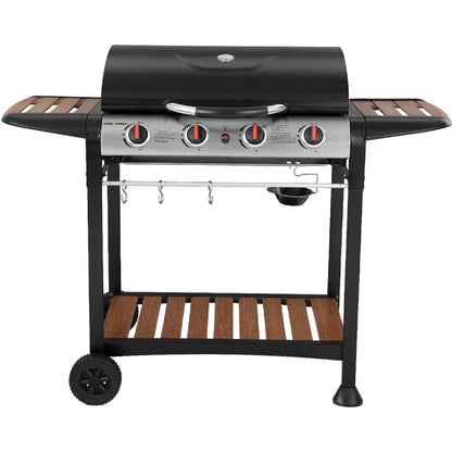 George Foreman GFGBBQ4BW 4 Burner Gas BBQ in Black & Wood