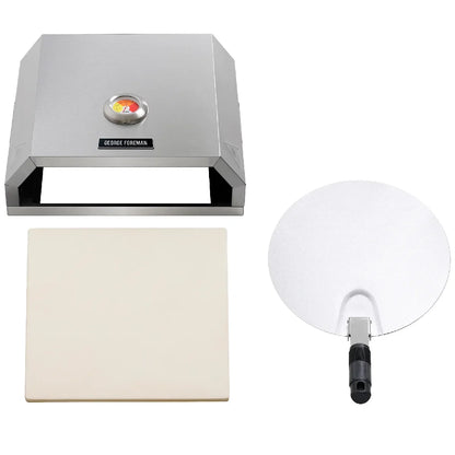 George Foreman GFPO1SSPC BBQ Grill Top Pizza Oven with Paddle in Stainless Steel