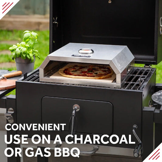 George Foreman GFPO1SSPC BBQ Grill Top Pizza Oven with Paddle in Stainless Steel