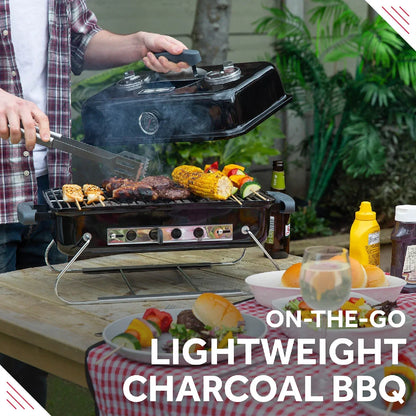 George Foreman GFPTBBQ1004B On-The-Go Portable Charcoal BBQ in Black
