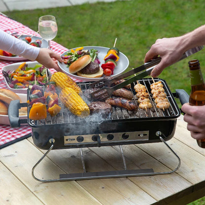 George Foreman GFPTBBQ1004B On-The-Go Portable Charcoal BBQ in Black