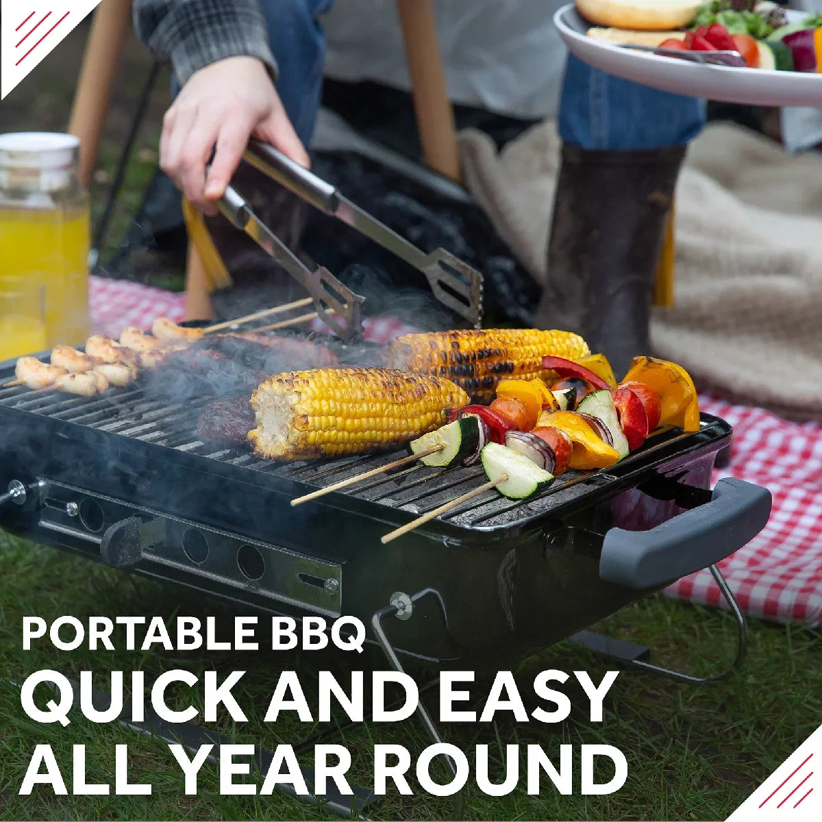 George Foreman GFPTBBQ1004B On-The-Go Portable Charcoal BBQ in Black