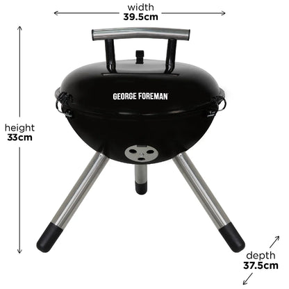 George Foreman GFPTBBQ1401B 14” Portable Charcoal BBQ Black