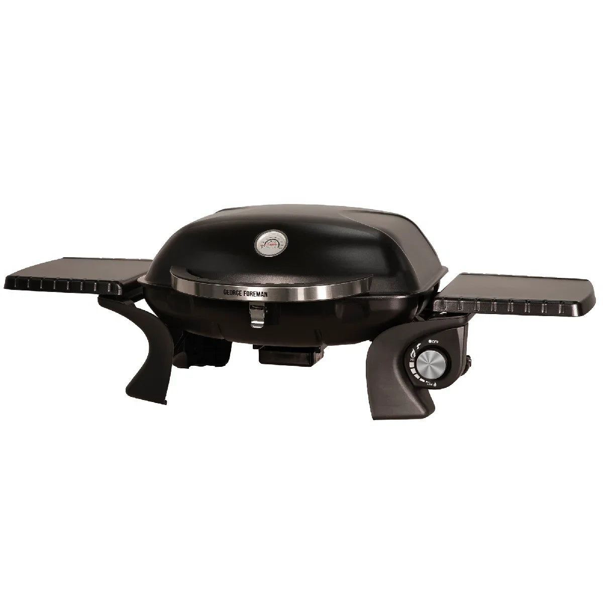 George Foreman GFSBBQ1TR Portable Gas BBQ 1 Burner with side shelves and trolley