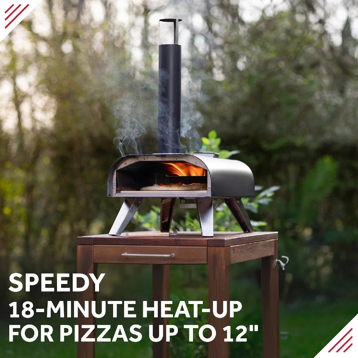 George Foreman GFWPPO1BPC 12'' Wood Pellet Pizza Oven with Paddle & Carry Bag in Black