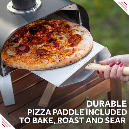 George Foreman GFWPPO1BPC 12'' Wood Pellet Pizza Oven with Paddle & Carry Bag in Black
