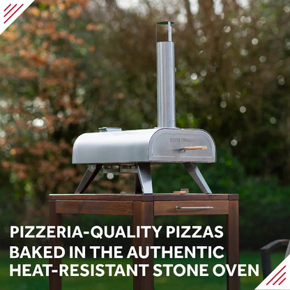 George Foreman GFWPPO1SSPC 12'' Wood Pellet Pizza Oven with Paddle & Carry Bag in Stainless Steel