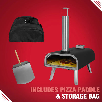 George Foreman GFWPPO2BPC 16'' Wood Pellet Pizza Oven with Paddle & Carry Bag in Black