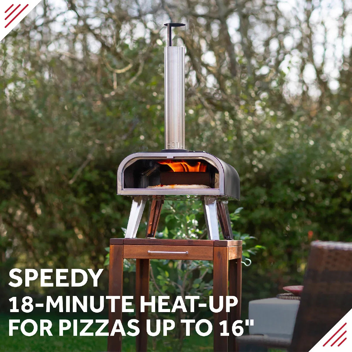 George Foreman GFWPPO2BPC 16'' Wood Pellet Pizza Oven with Paddle & Carry Bag in Black