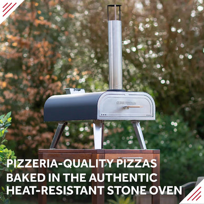 George Foreman GFWPPO2BPC 16'' Wood Pellet Pizza Oven with Paddle & Carry Bag in Black