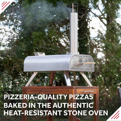 George Foreman GFWPPO2SSPC 16'' Wood Pellet Pizza Oven with Paddle & Carry Bag in Stainless Steel