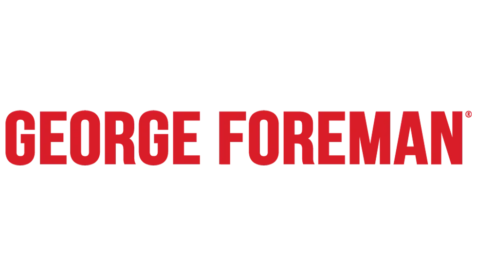 The red text 'GEORGE FOREMAN' appears on a plain white background.