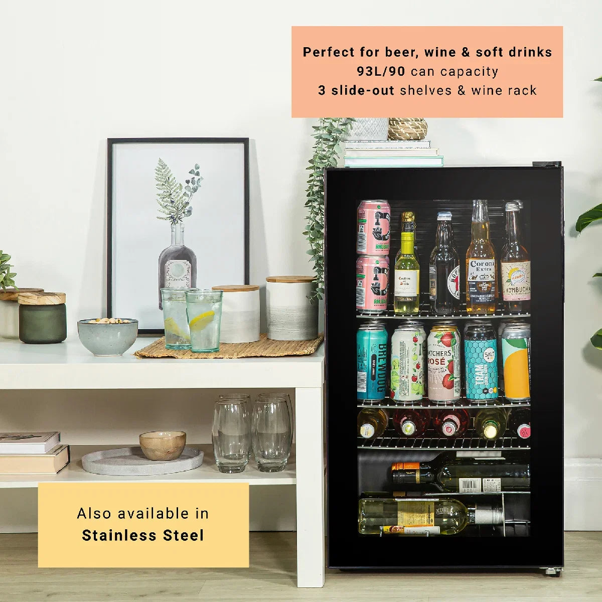 Kuhla K48BC101B 90 Can Beverage Cooler in Black