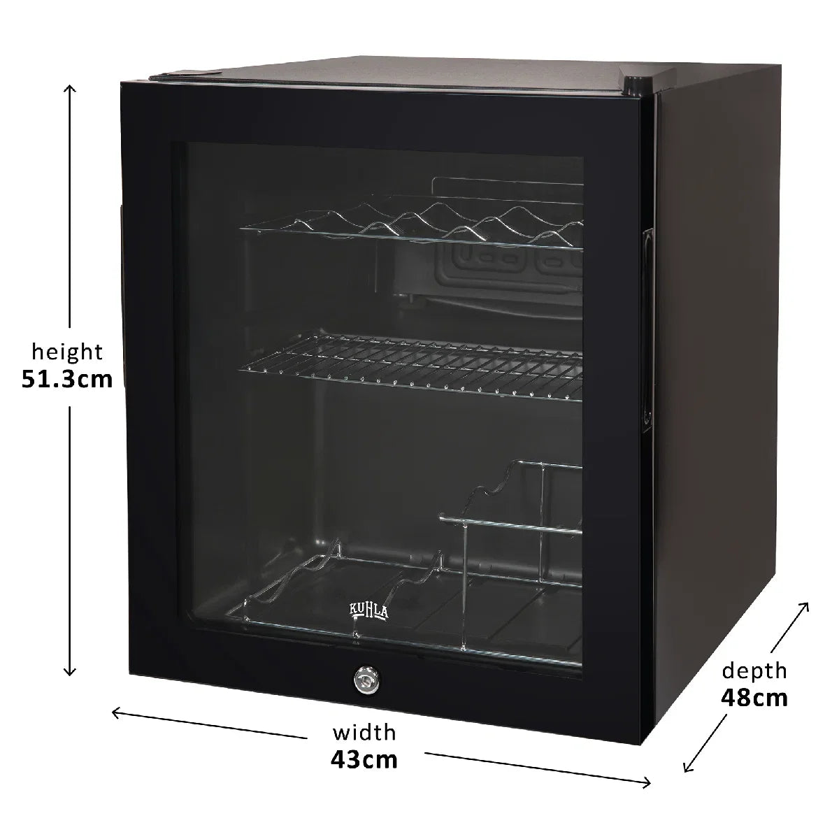Kuhla KBC1B 46L Lockable Glass Door Beer, Wine and Drinks Cooler in Black