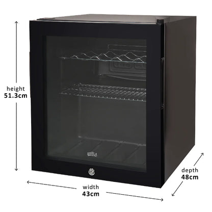 Kuhla KBC1B 46L Lockable Glass Door Beer, Wine and Drinks Cooler in Black