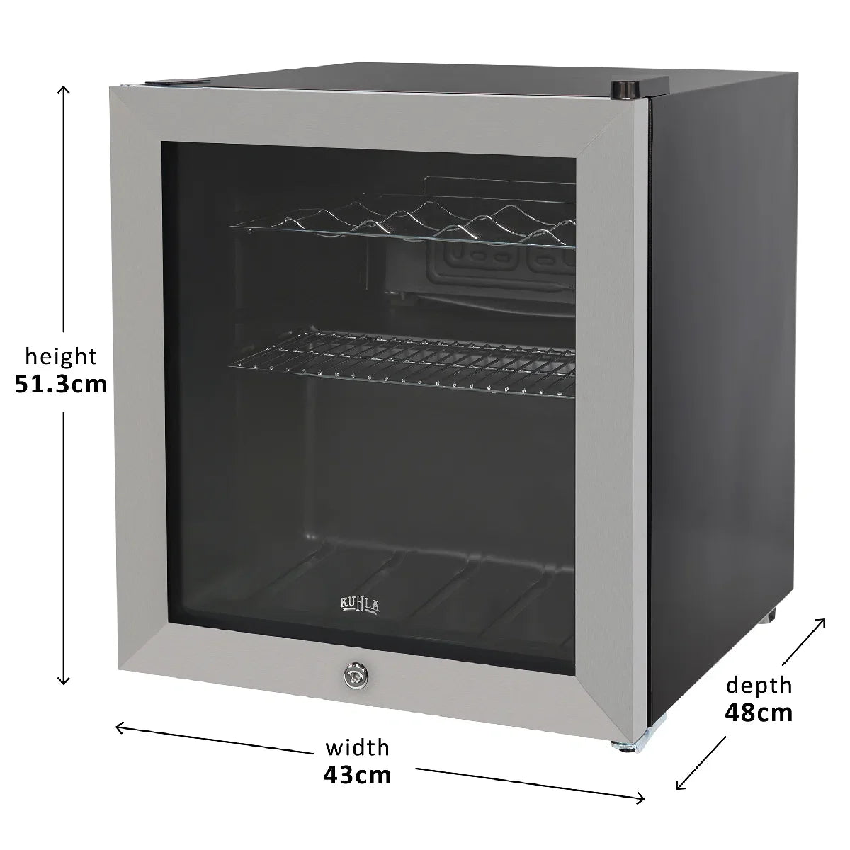 Kuhla KBC1SS 46L Lockable Glass Door Beer, Wine and Drinks Cooler in Stainless Steel