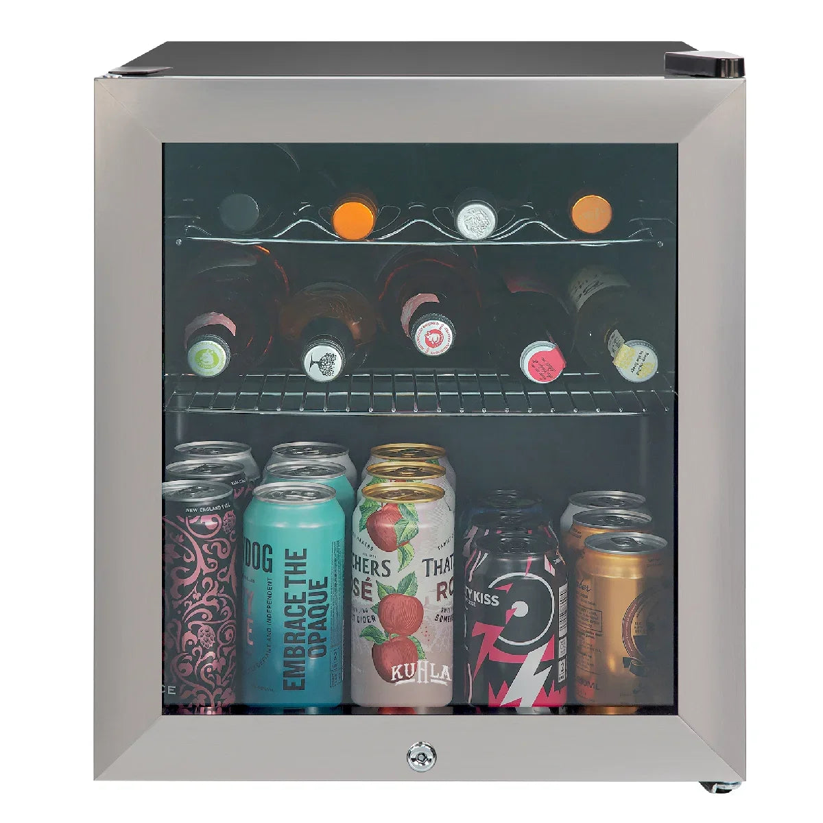 Kuhla KBC1SS 46L Lockable Glass Door Beer, Wine and Drinks Cooler in Stainless Steel