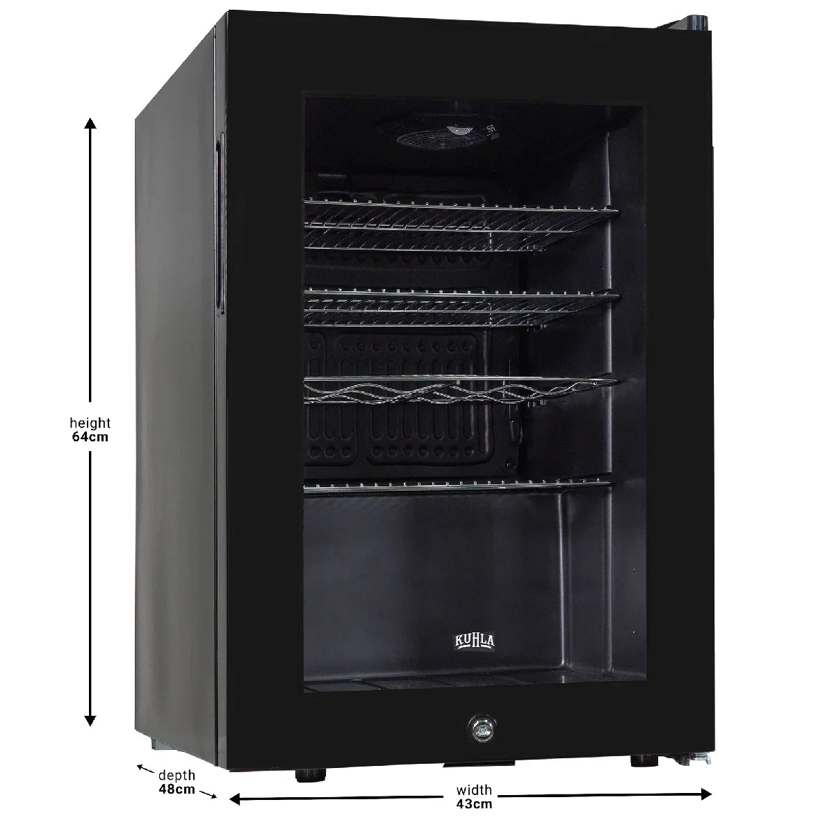 Kuhla KBC2B 62L Lockable Glass Door Beer, Wine and Drinks Cooler in Black