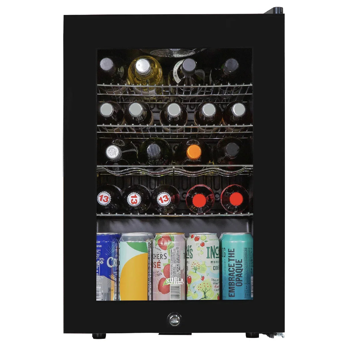 Kuhla KBC2B 62L Lockable Glass Door Beer, Wine and Drinks Cooler in Black