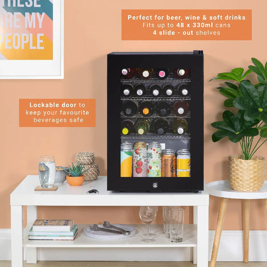 Kuhla KBC2B 62L Lockable Glass Door Beer, Wine and Drinks Cooler in Black
