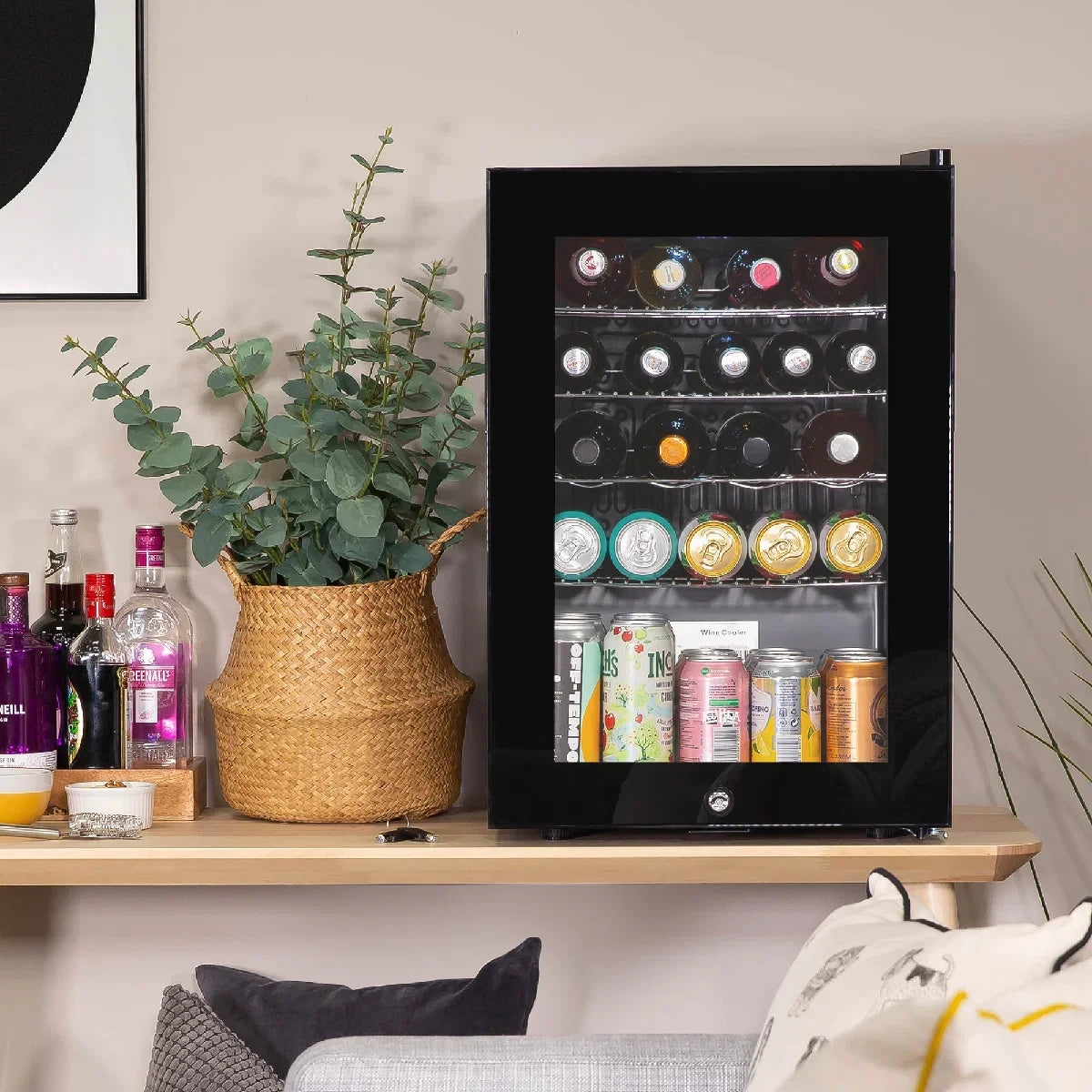 Kuhla KBC2B 62L Lockable Glass Door Beer, Wine and Drinks Cooler in Black