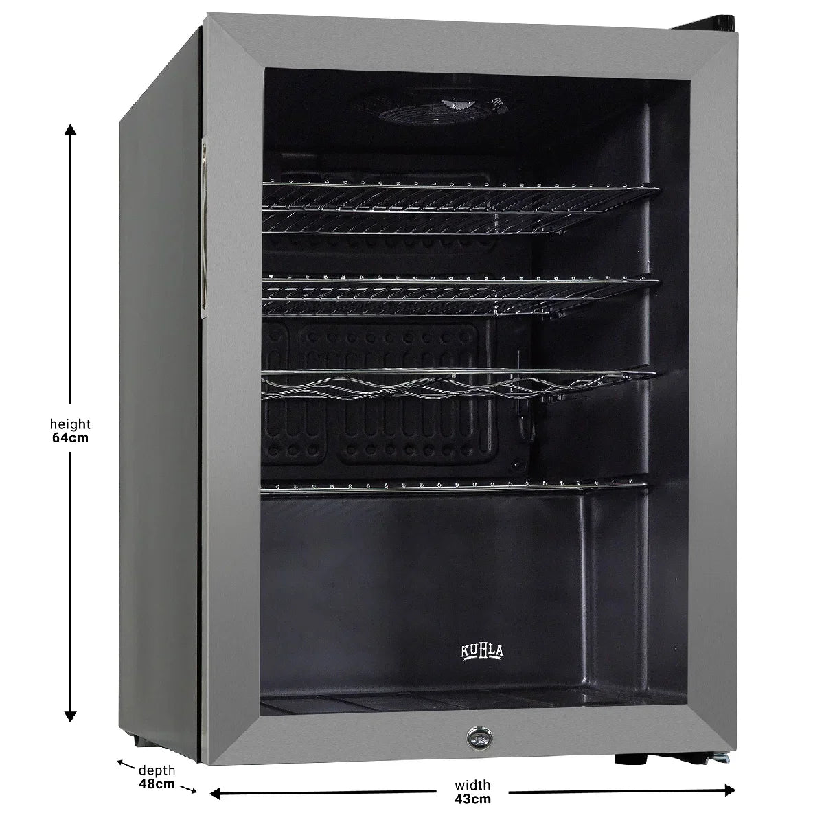 Kuhla KBC2SS 62L Lockable Glass Door Beer, Wine and Drinks Cooler in Stainless Steel