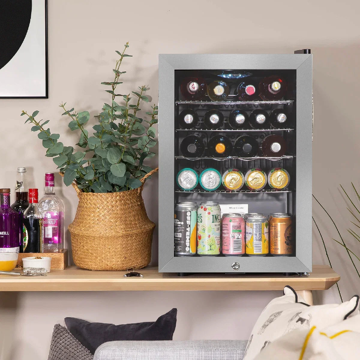 Kuhla KBC2SS 62L Lockable Glass Door Beer, Wine and Drinks Cooler in Stainless Steel