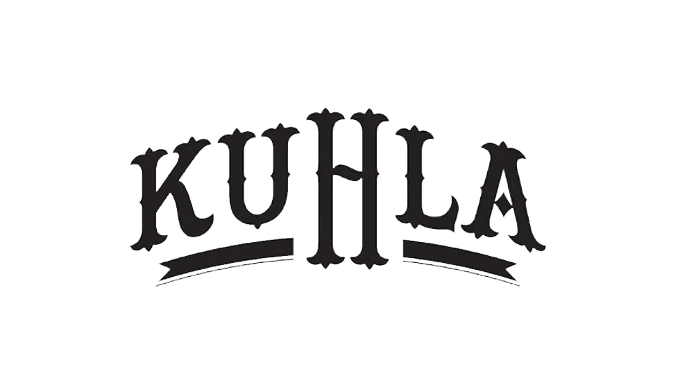 The word 'KUHLA' in a stylized black gothic or decorative font centered on a plain white background.