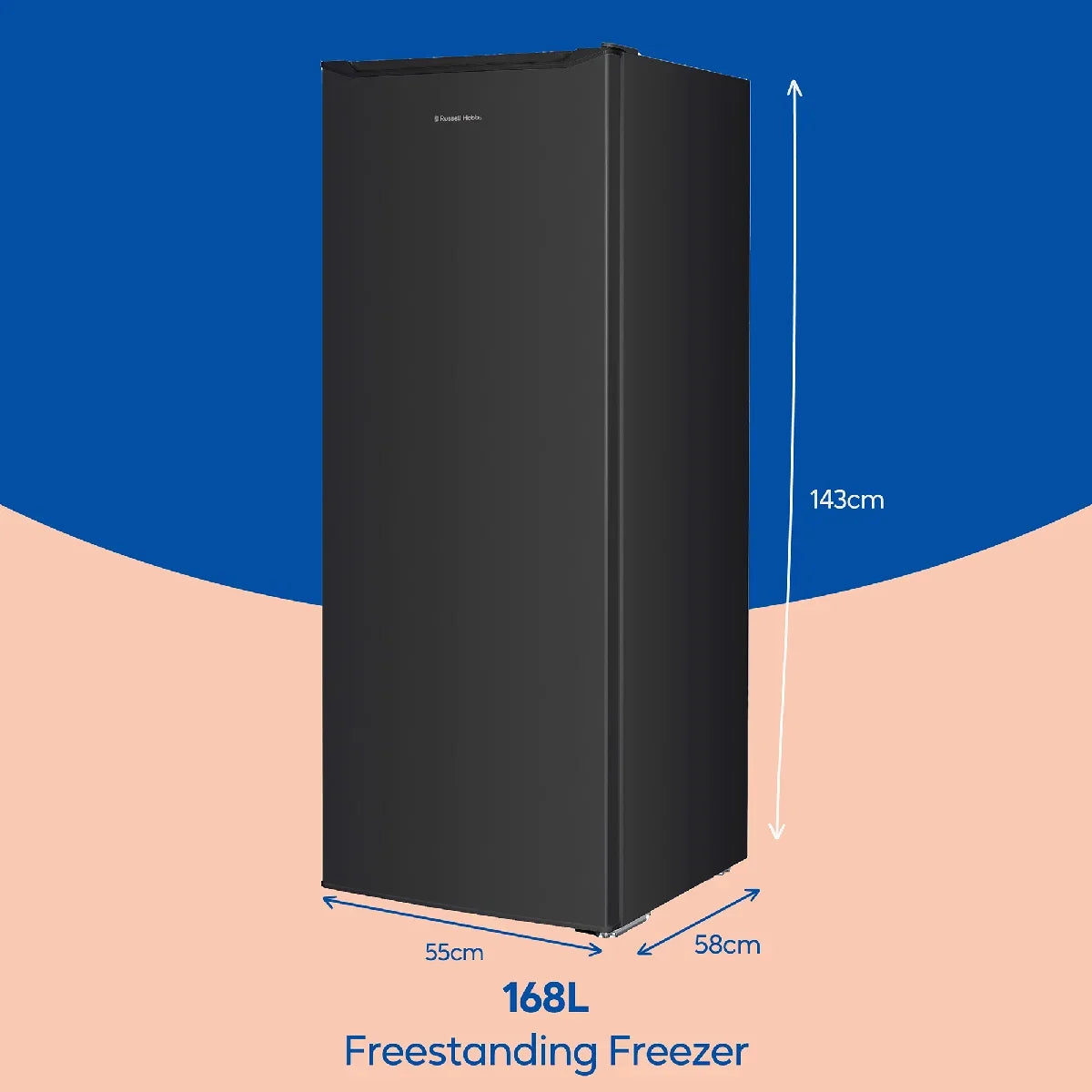 Russell Hobbs RH143FZ552E1B Freestanding Freezer, 55cm Wide, Black