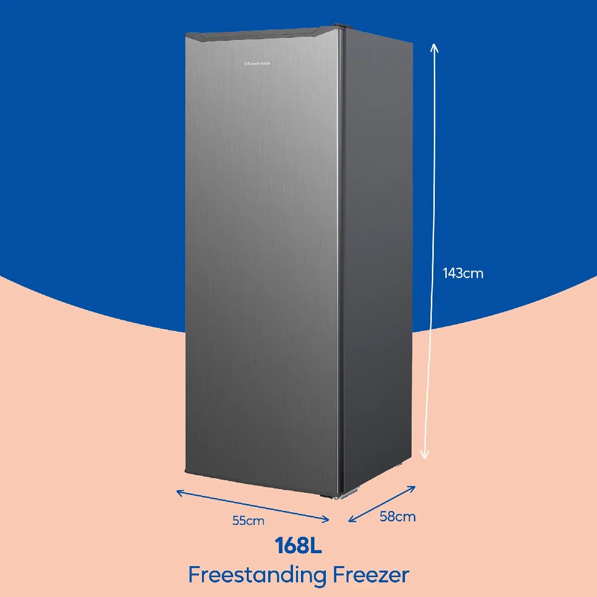 Russell Hobbs RH143FZ552E1SS Freestanding Freezer, 55cm Wide, Stainless Steel