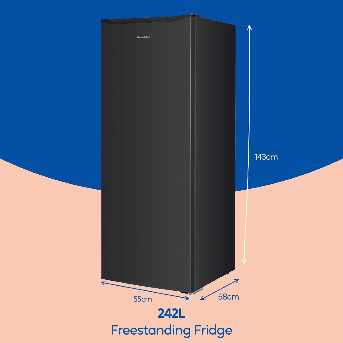 Russell Hobbs RH143LF552E1B Black 55cm Wide 143cm High Larder Fridge