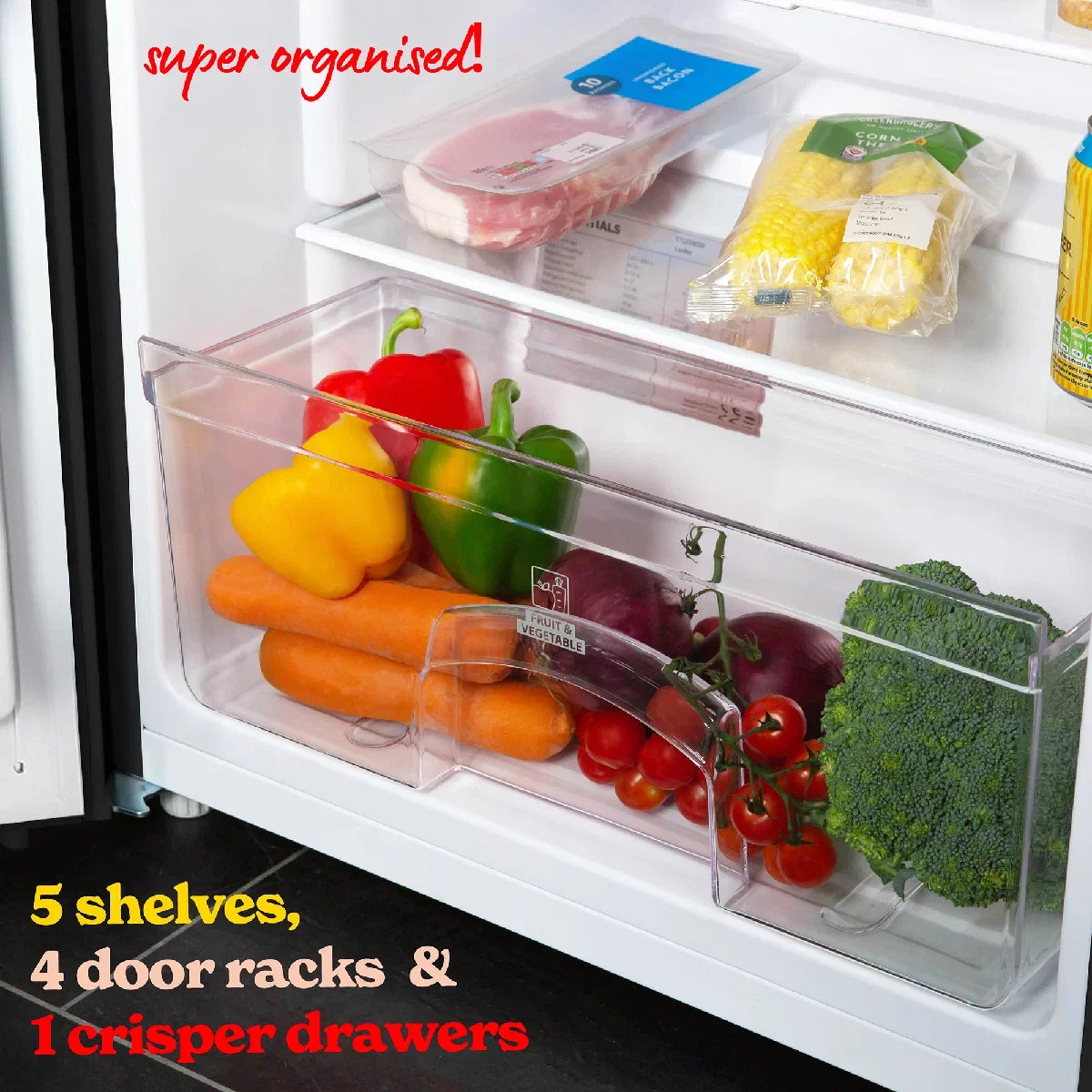 Russell Hobbs RH143LF552E1B Black 55cm Wide 143cm High Larder Fridge